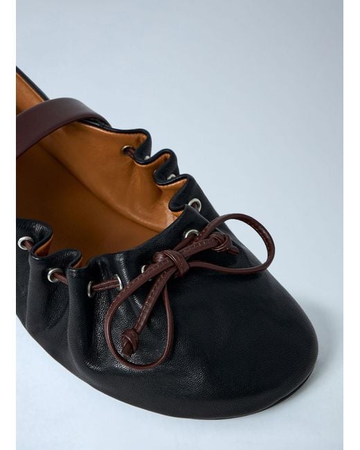 Marni Black Leather Mary Jane Soft Ballerinas