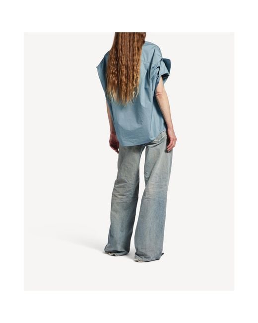 Balenciaga Blue Tucked Sleeve Shirt