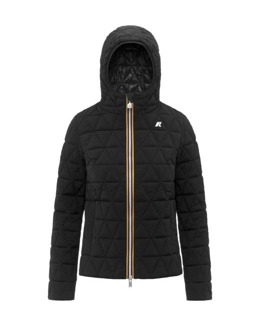 K-Way Black Quilted Hooded Zip-Up Jacket