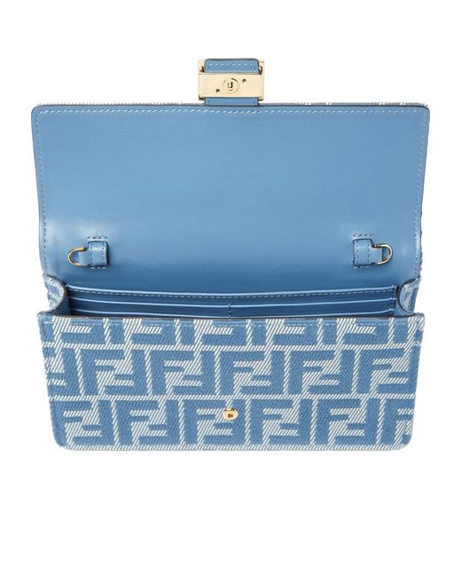 Fendi Blue Baguette Ff-Jacquard Chained Wallet