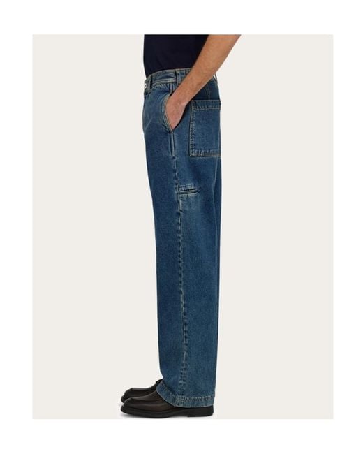 Ferragamo Blue Ferragamo Straight-Leg Workwear Jeans for men