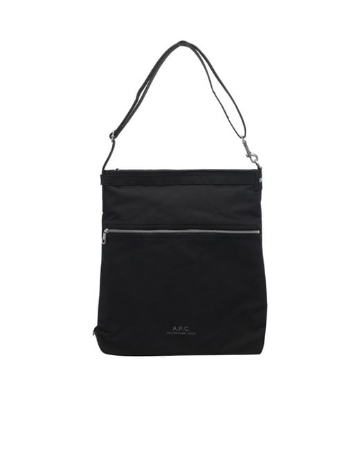 A.P.C. Black Zip Pocket Messenger Bag for men