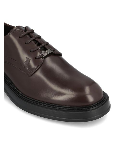 Tod's Brown Logo Embossed Lace-Up Shoes for men