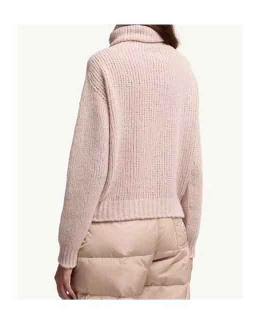 Moncler Pink Logo Patch Turtleneck Jumper