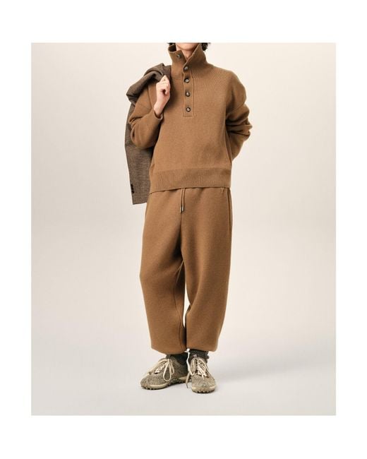 AMI Brown Ami High Buttoned Collar Sweater for men