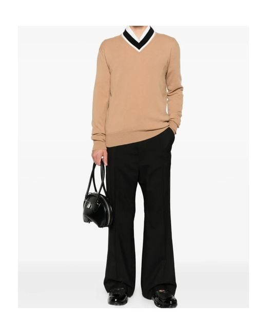 Marni Natural V-Neck Wool Sweater for men
