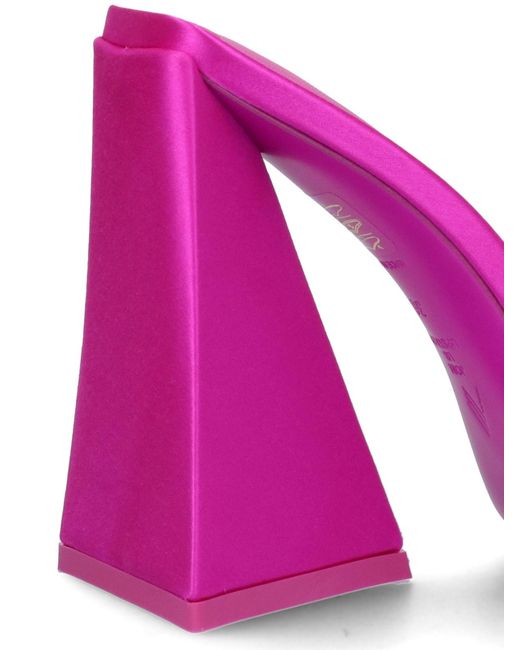 The Attico Pink The Devon Square-Toe Satin Finish Mules
