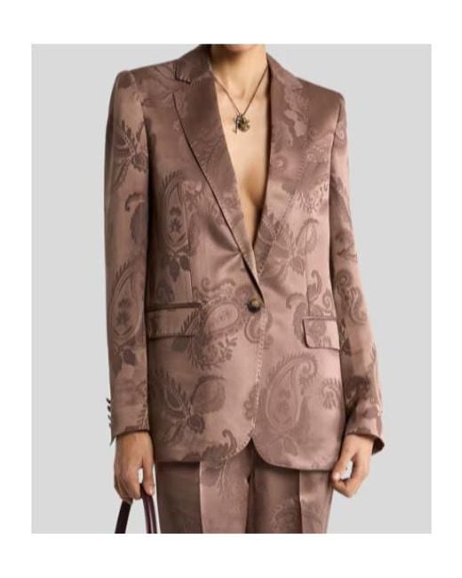 Etro Brown Jacquard Single-Breasted Jacket With Floral Paisley Motif