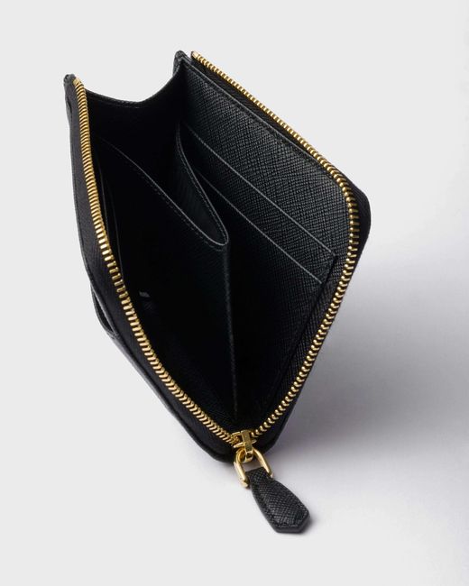 Prada Black Triangle-Logo Zipped Wallet