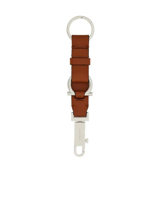 Ferragamo White Ferragamo Logo Engraved Keyring for men