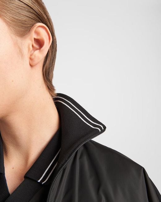 Prada Blue Triangle-Logo Zipped Coat for men