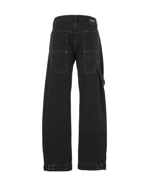 Off-White c/o Virgil Abloh Black Button Detailed Straight Leg Pants for men