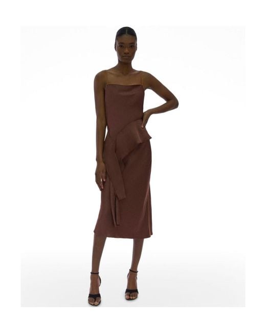 Helmut Lang Brown Asymmetrical Draped Tank Top