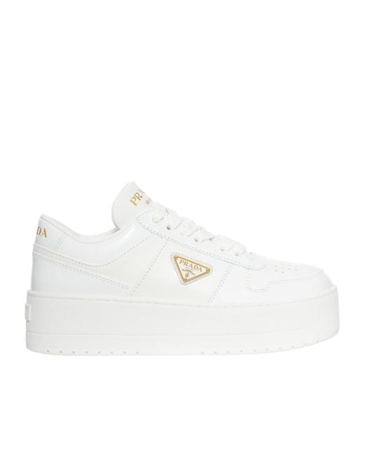 Prada White Round Toe Low-Top Casual Shoes