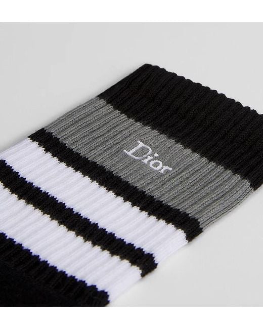 Dior Black Homme Three-Tone Striped Socks for men