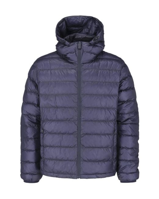 Aspesi Blue Hooded Quilted Down Jacket for men