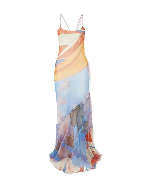 Donde Esteban Blue Casual Watercolor Print Maxi Dress