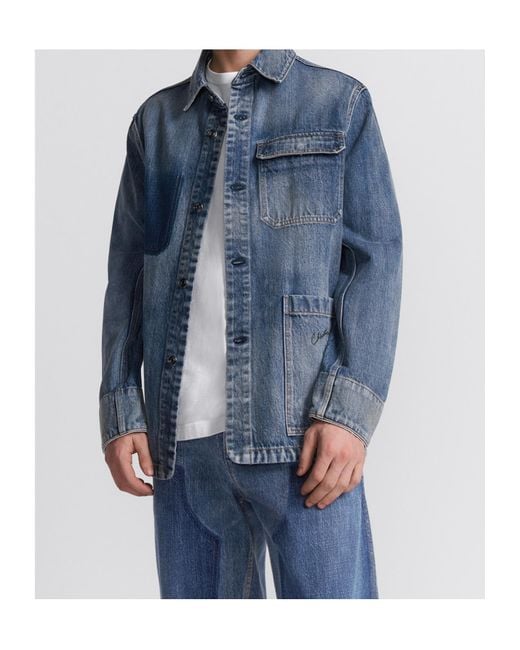 Dior Blue Collared Button-Up Denim Jacket for men