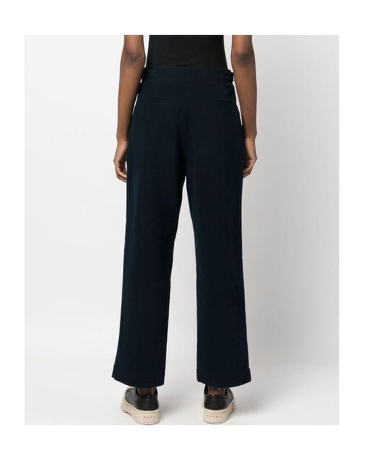 A.P.C. Blue Pleat-Detail Wide-Leg Cotton Trousers