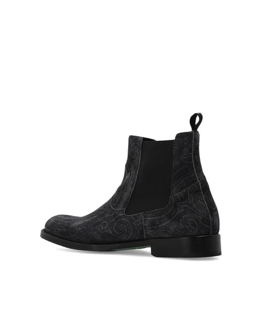 Etro Black Paisley Chelsea Boots for men