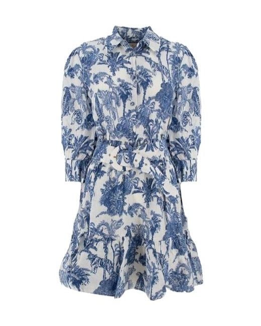 Mc2 Saint Barth Blue Daisi Toile De Jouy Dress