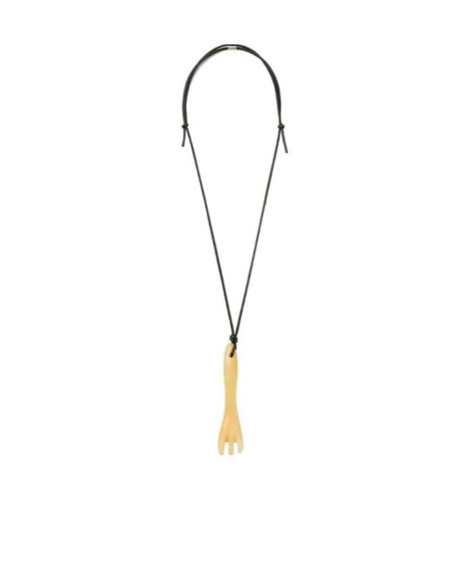 Lemaire Metallic Gua Sha Fork Necklace for men
