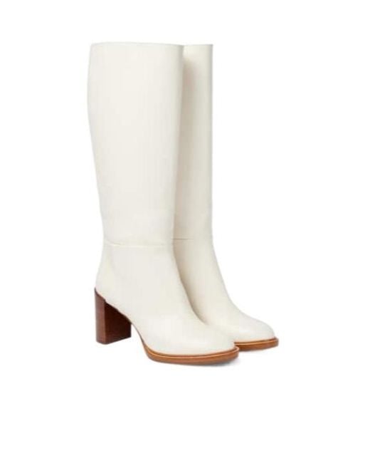 Gabriela Hearst White Bocca Leather Knee-High Boots