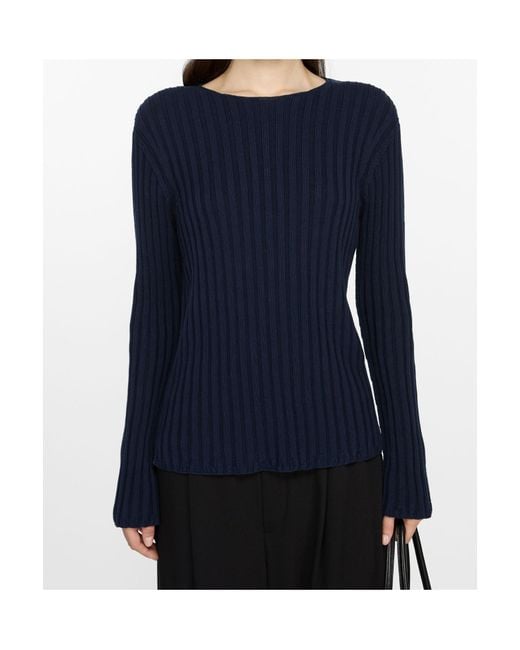 Acne Blue Ribbed-Knit Jumper