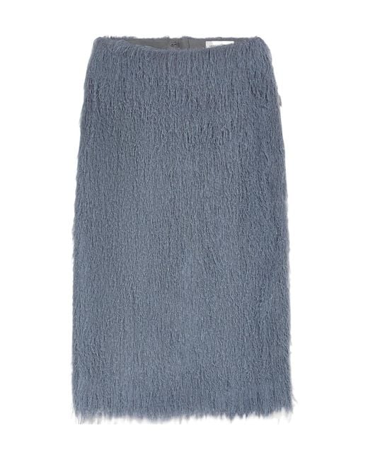 Dries Van Noten Blue Fringed Midi Skirt