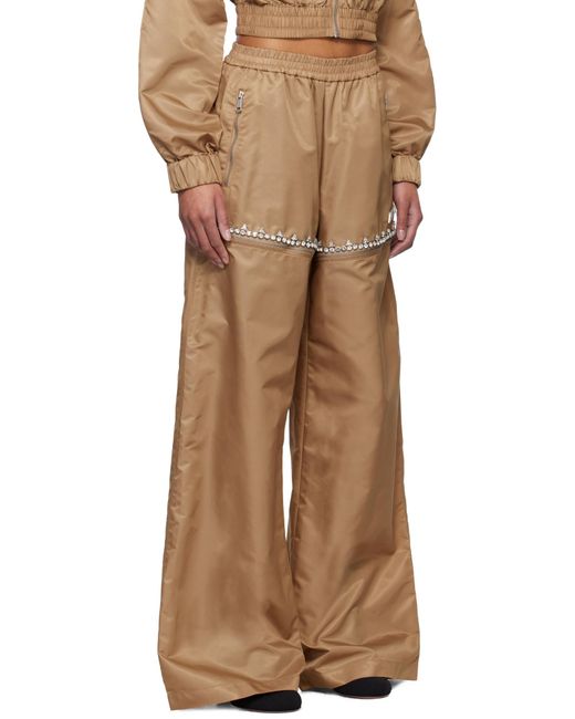Area Brown Crystal Slit Track Pants