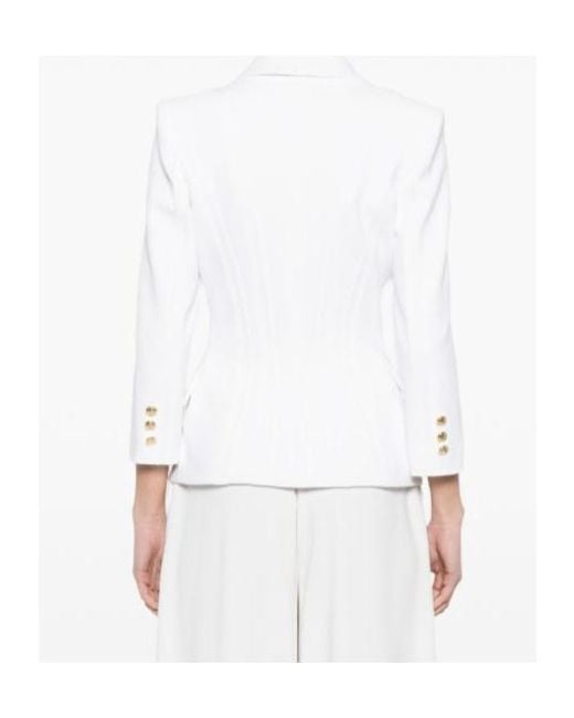 Elisabetta Franchi White Structured Double-Breasted Blazer