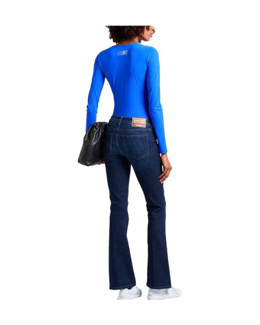 MM6 by Maison Margiela Blue Solid Color Fashion Stretch Top