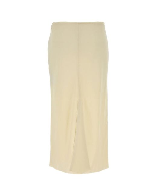 AMI Natural Straight Hem Midi Skirt