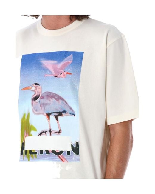 Heron Preston Blue Graphic-Printed Crewneck T-Shirt for men