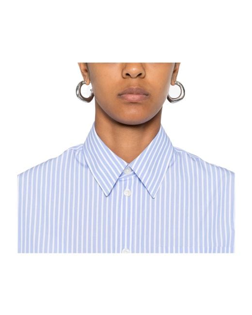 Sporty & Rich Blue Striped Embroidered Shirt