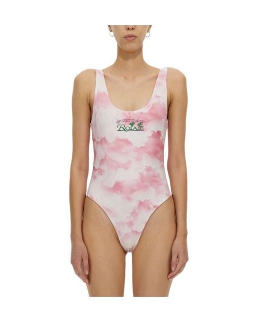 ROTATE BIRGER CHRISTENSEN Pink Logo One-Piece Swimsuit