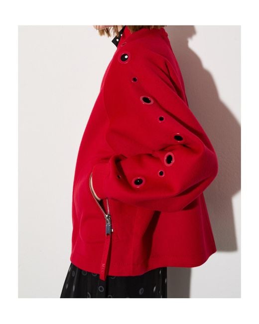 MAX&Co. Red Double-Woven Wool Bomber Jacket