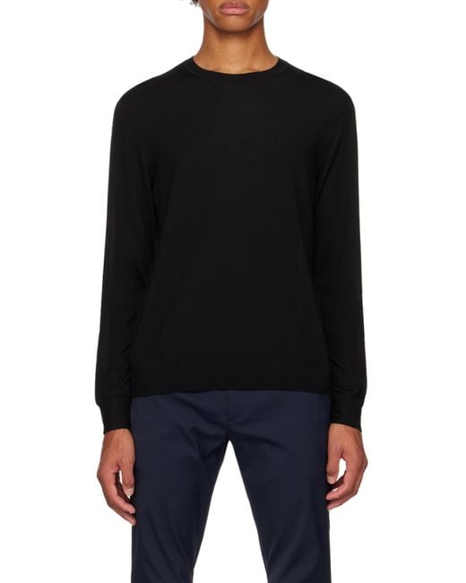 Theory Black Round-Neck Knitted Pullover for men