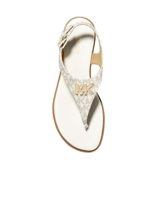 Michael Kors White Jilly Logo-Plaque Sandals