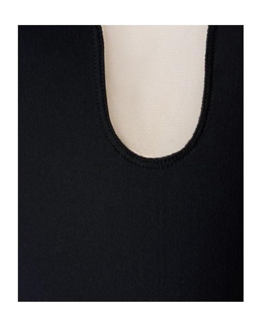 Mugler Black Open-Necked Seamless Jumpsuit