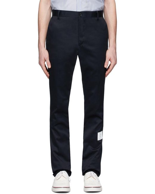 Thom Browne Blue Logo Patch Chino Pants for men