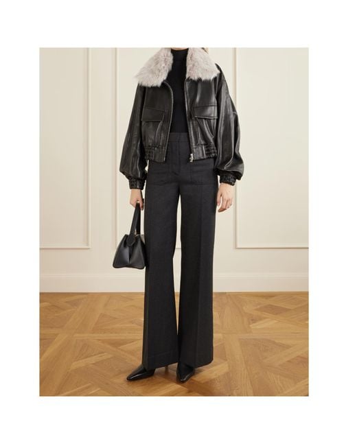Nour Hammour Black Long-Sleeved Leather Jacket