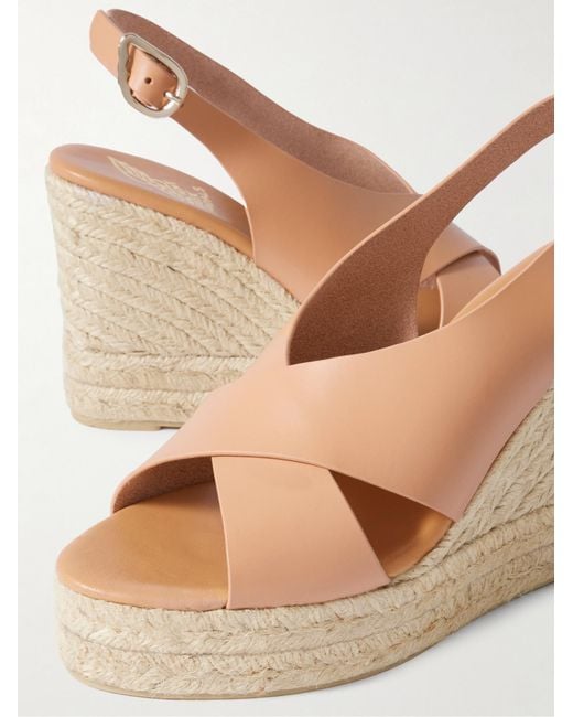 Ancient Greek Sandals Natural Maria Leather Espadrille Wedge Sandals