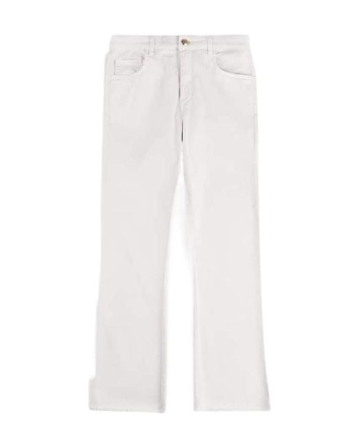 Fay White Logo Patch 5-Pocket Trousers