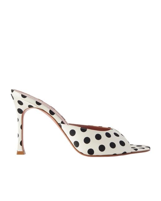AMINA MUADDI Metallic Polka-Dot Satin Mules