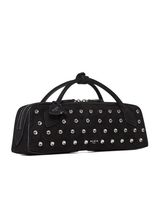Alaïa Black Alaïa Logo Printed Embellished Tote Bag