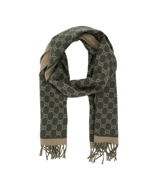 Gucci Green Fringe Detailed Knitted Scarf for men