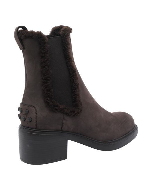 Tod's Black Teddy Detailed Heeled Ankle Boots