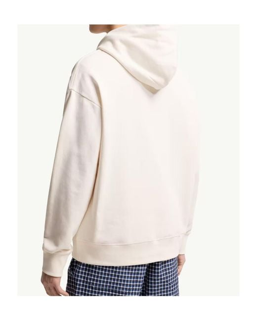 Moncler White Grenoble Logo Printed Long-Sleeved Hoodie for men