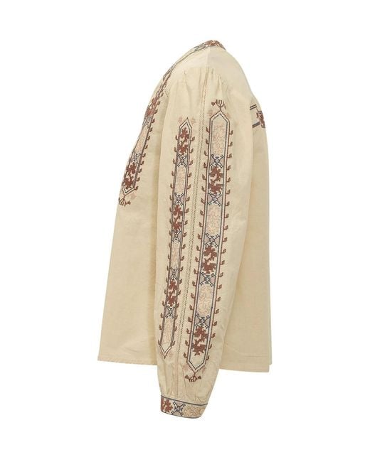 Ba&sh Natural Embroidered Button Shirt